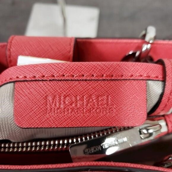 MICHAEL Michael Kors Cynthia North South Satchel Chevron Coral 2 way bag - Picture 6 of 8